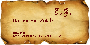 Bamberger Zekő névjegykártya
